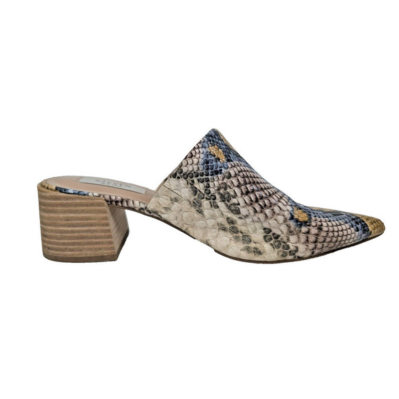 STEVEN NEW YORK Fedor Block Heel Slip On Mules Women’s Snake Print Sandals 8.5 - Picture 8 of 12